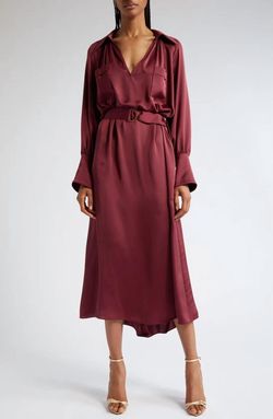 Style 1-1911948073-3236 Ramy Brook Red Size 4 V Neck Pockets Belt Cocktail Dress on Queenly