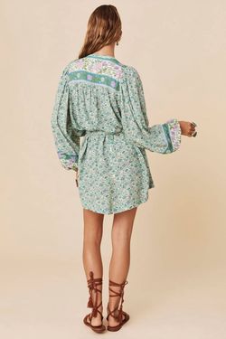 Style 1-2007647493-3236 SPELL Green Size 4 Belt Long Sleeve Mini Cocktail Dress on Queenly