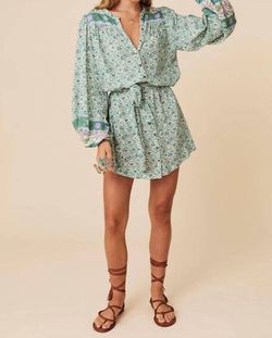Style 1-2007647493-3855 SPELL Green Size 0 Belt Long Sleeve Mini Cocktail Dress on Queenly