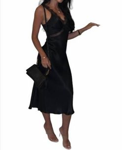 Style 1-219465672-2901 LUCY PARIS Black Size 8 Satin Tall Height Spandex Cocktail Dress on Queenly