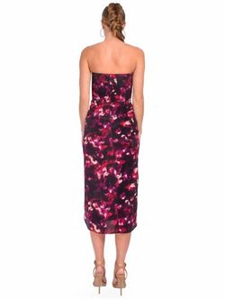 Style 1-2279318997-2901 GILNER FARRAR Pink Size 8 Print Side Slit Tall Height Strapless Cocktail Dress on Queenly