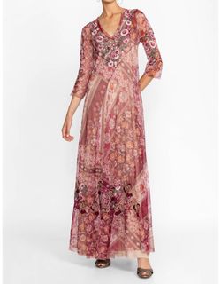 Style 1-2484140012-2696 Johnny Was Pink Size 12 Tall Height Floor Length Straight Dress on Queenly