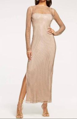 Style 1-2663974926-649 Ramy Brook Gold Size 2 Tall Height Sheer Cocktail Dress on Queenly
