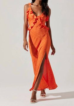 Style 1-2742148221-3855 ASTR Orange Size 0 Polyester Side slit Dress on Queenly