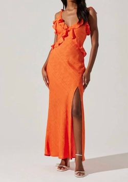 Style 1-2742148221-3855 ASTR Orange Size 0 Free Shipping Polyester Black Tie Side slit Dress on Queenly