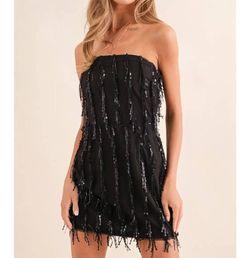 Style 1-29685221-3011 Blue B Black Size 8 Sequined Mini Summer Speakeasy Cocktail Dress on Queenly