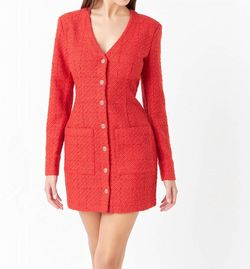 Style 1-308190086-3236 endless rose Red Size 4 Long Sleeve Mini V Neck Tall Height Cocktail Dress on Queenly