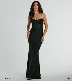 Style 05002-8074 Windsor Black Size 4 Corset Prom Tall Height Mermaid Dress on Queenly