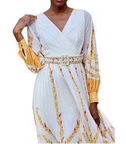 Style 1-3325499861-3011 SOIEBLU Yellow Size 8 Polyester Sleeves Tall Height Straight Dress on Queenly