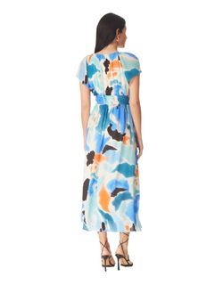 Style 1-3413915411-2901 GILNER FARRAR Blue Size 8 Print Tall Height Polyester Cocktail Dress on Queenly