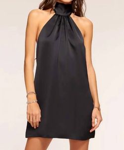 Style 1-34245701-1498 Ramy Brook Black Size 4 Mini Tall Height Summer Satin Cocktail Dress on Queenly
