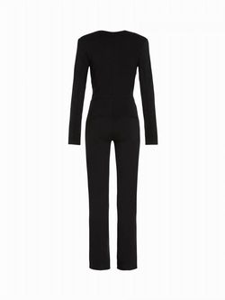 Style 1-3467363907-1572 GAUGE 81 Black Size 42 Plunge Plus Size Floor Length Jumpsuit Dress on Queenly