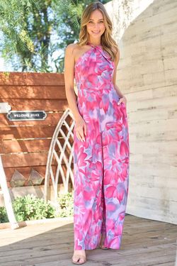 Style 1-353652933-2901 Hailey & Co Pink Size 8 Floral Hailey And Co Jumpsuit Dress on Queenly