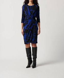 Style 1-3547522985-98 Joseph Ribkoff Blue Size 10 Polyester Sleeves Pockets Cocktail Dress on Queenly