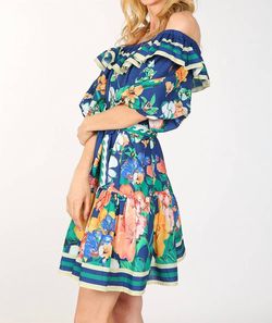 Style 1-3686274824-2791 BEULAHSTYLE Blue Size 12 Flare Sleeves Floral Cocktail Dress on Queenly