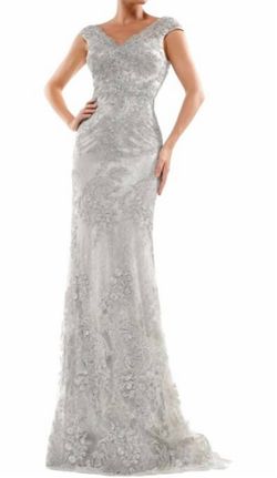 Style 1-3729544417-238 Marsoni by Colors Silver Size 12 Plus Size Military Straight Dress on Queenly