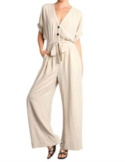 Style 1-3864814657-2791 umgee Nude Size 12 Plus Size V Neck Jumpsuit Dress on Queenly