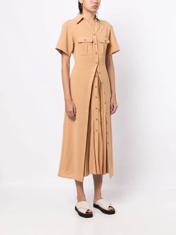 Style 1-4014230890-649 A.L.C. Brown Size 2 Mini Sleeves Polyester Pockets Cocktail Dress on Queenly