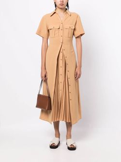 Style 1-4014230890-649 A.L.C. Brown Size 2 Pockets High Neck Mini Cocktail Dress on Queenly