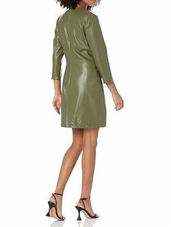 Style 1-4132077509-1901 Shoshanna Green Size 6 Sorority Rush Tall Height Olive Free Shipping Sleeves Cocktail Dress on Queenly