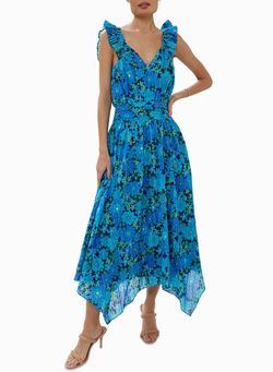 Style 1-46151089-3973 Ramy Brook Blue Size 0 Free Shipping Print Cocktail Dress on Queenly