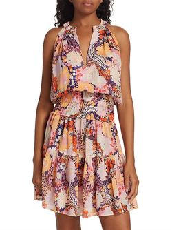Style 1-694669130-1498 A.L.C. Pink Size 4 V Neck Floral Mini Cocktail Dress on Queenly