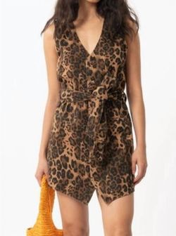 Style 1-833717140-2901 FRNCH Brown Size 8 Mini Print Tall Height Cocktail Dress on Queenly