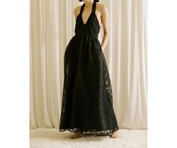 Style 1-836475989-2901 STORIA Black Size 8 Lace Flare Halter A-line Dress on Queenly