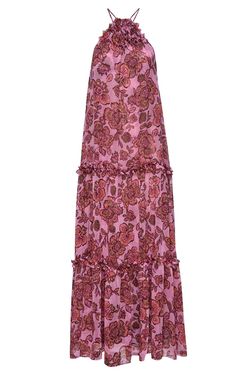 Style 1-840423643-2901 Misa Los Angeles Pink Size 8 Print Military Ruffles Straight Dress on Queenly