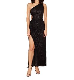 Style 1-893207983-3236 DELFI COLLECTIVE Black Size 4 Sequined One Shoulder Cocktail Dress on Queenly