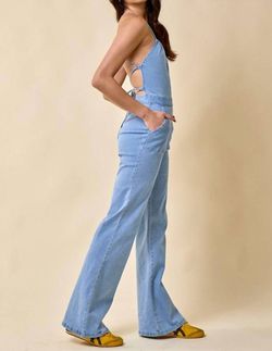 Style 1-901968524-2791 Blue Blush Blue Size 12 Lace Halter Jumpsuit Dress on Queenly