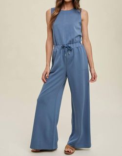 Style 1-98578372-2901 WISHLIST Blue Size 8 Tall Height 1-98578372-2901 Polyester Jumpsuit Dress on Queenly