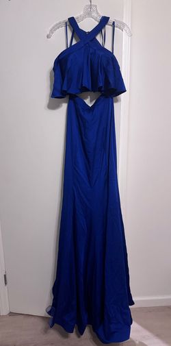 Mac Duggal Blue Size 2 Prom High Neck A-line Dress on Queenly