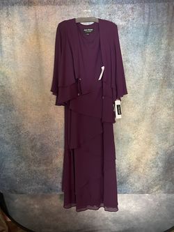 Style 8192001 Jeanne Alexander Purple Size 18 Black Tie Floor Length Straight Dress on Queenly