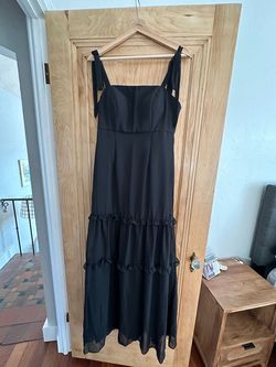 Style Empress Dress AW bridal Black Size 4 Floor Length Jersey Square Neck A-line Dress on Queenly