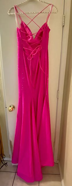 Style 54288 Sherri Hill Pink Size 6 Prom Jersey Tall Height Mermaid Dress on Queenly