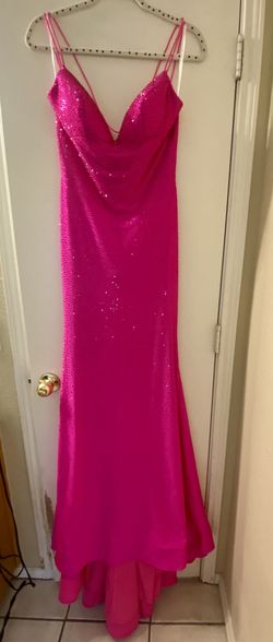 Style 54288 Sherri Hill Pink Size 6 Pageant Floor Length Jersey Tall Height Mermaid Dress on Queenly