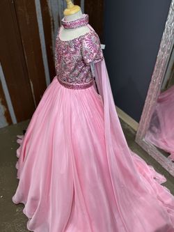 Style 1113 Samantha blake Pink Girls Size Sleeves Floor Length Free Shipping Ball gown on Queenly