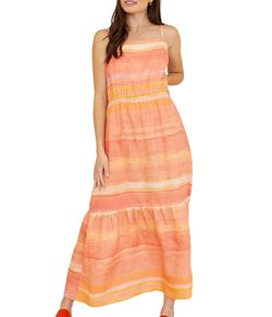 Style 1-1107944066-2696 Bella Dahl Orange Size 12 Free Shipping Floor Length Tall Height Fitted Straight Dress on Queenly