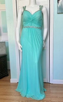 Style 9369 Faviana Green Size 14 Plunge 50 Off Floor Length A-line Dress on Queenly