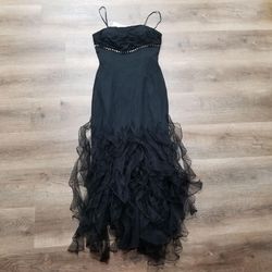 Style Vintage La Femme Black Size 6 Jersey Jewelled Mermaid Dress on Queenly