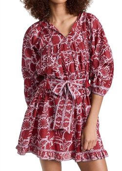 Style 1-154566560-3011 Cleobella Red Size 8 Keyhole Floral Long Sleeve Cocktail Dress on Queenly
