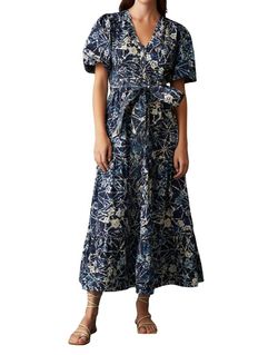 Style 1-1654921244-98 Marie Oliver Blue Size 10 Floral Straight Dress on Queenly