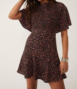 Style 1-1907307703-3855 Free People Black Size 0 Sorority Print Sleeves Cocktail Dress on Queenly