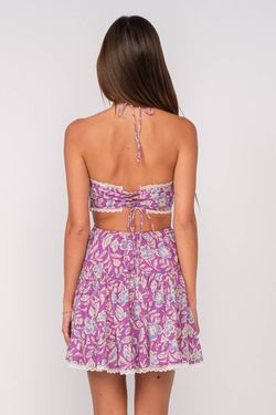 Style 1-2004893464-3011 Sky to Moon Purple Size 8 Free Shipping Lace Halter Cocktail Dress on Queenly