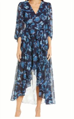 Style 1-2017116645-2168 Eliza J Blue Size 8 Free Shipping Military Floral Straight Dress on Queenly