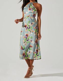 Style 1-2163336635-3462 ASTR Green Size 4 Halter Floral Cocktail Dress on Queenly
