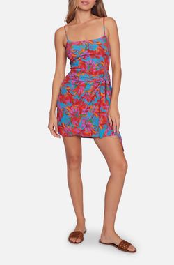 Style 1-2261524957-2791 LOST + WANDER Red Size 12 Corset Print Cocktail Dress on Queenly