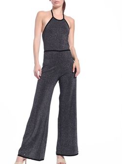 Style 1-2320508407-3236 Minnie Rose Black Size 4 Halter Polyester Tall Height Jumpsuit Dress on Queenly
