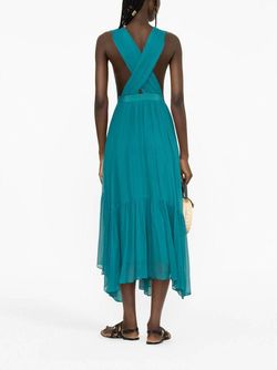 Style 1-2404947260-1498 Ulla Johnson Blue Size 4 Tall Height Fitted Polyester Cocktail Dress on Queenly